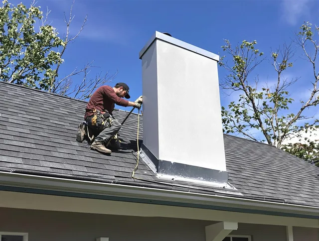 Bloomfield Chimney Sweep team member finishing chimney construction in Bloomfield, CT