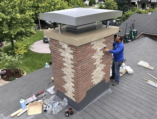 Bloomfield Chimney Sweep team working on a custom chimney remodel in Bloomfield, CT