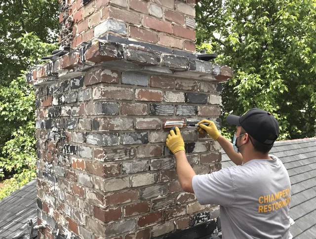 In-progress chimney restoration by Bloomfield Chimney Sweep in Bloomfield, CT