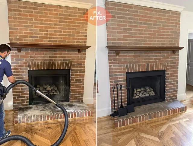 Bloomfield Chimney Sweep carefully sanitizing a fireplace in Bloomfield, CT