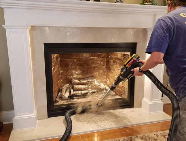Fireplace cleaning performed by Bloomfield Chimney Sweep in Bloomfield, CT